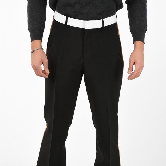 Burberry Runway Black Dress Pants Formal with Tan Accent Panel - Picture 1 of 8